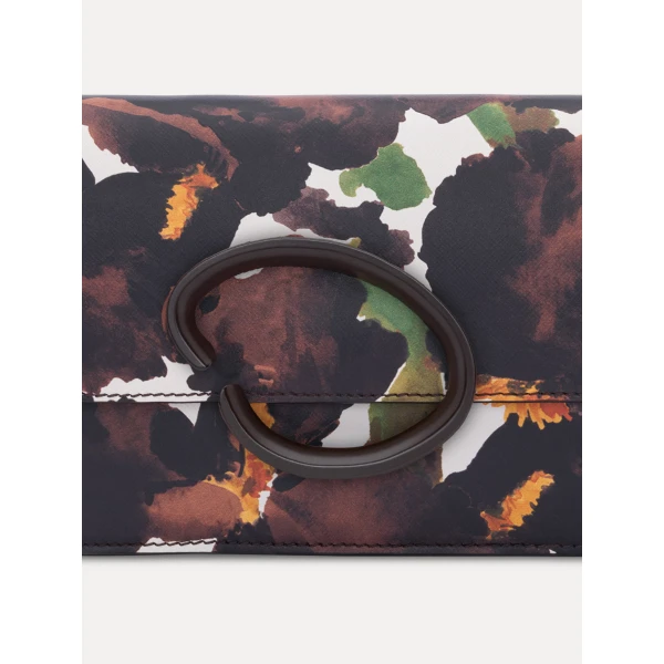 Oscar de la Renta Iris Printed Saffiano O Pochette in Brown
