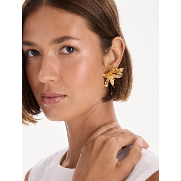 Oscar de la Renta Lily Flower Earrings, view 2