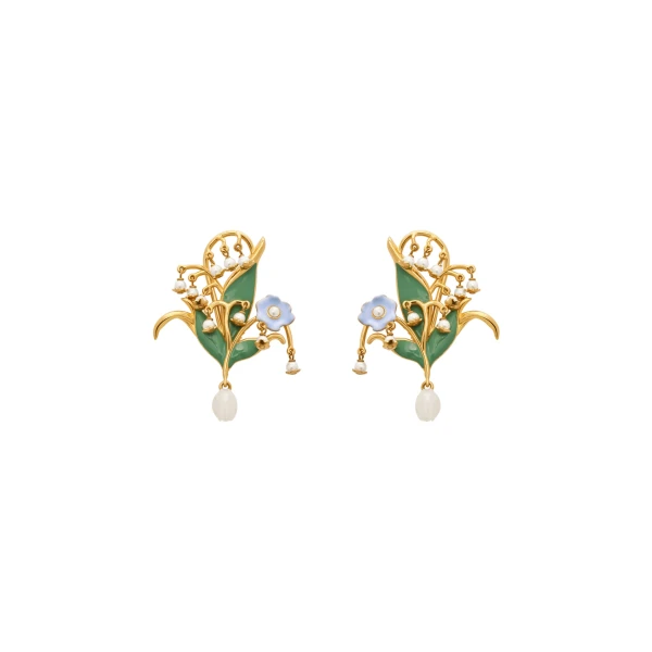 Oscar de la Renta Lily of the Valley Clip-On Earrings
