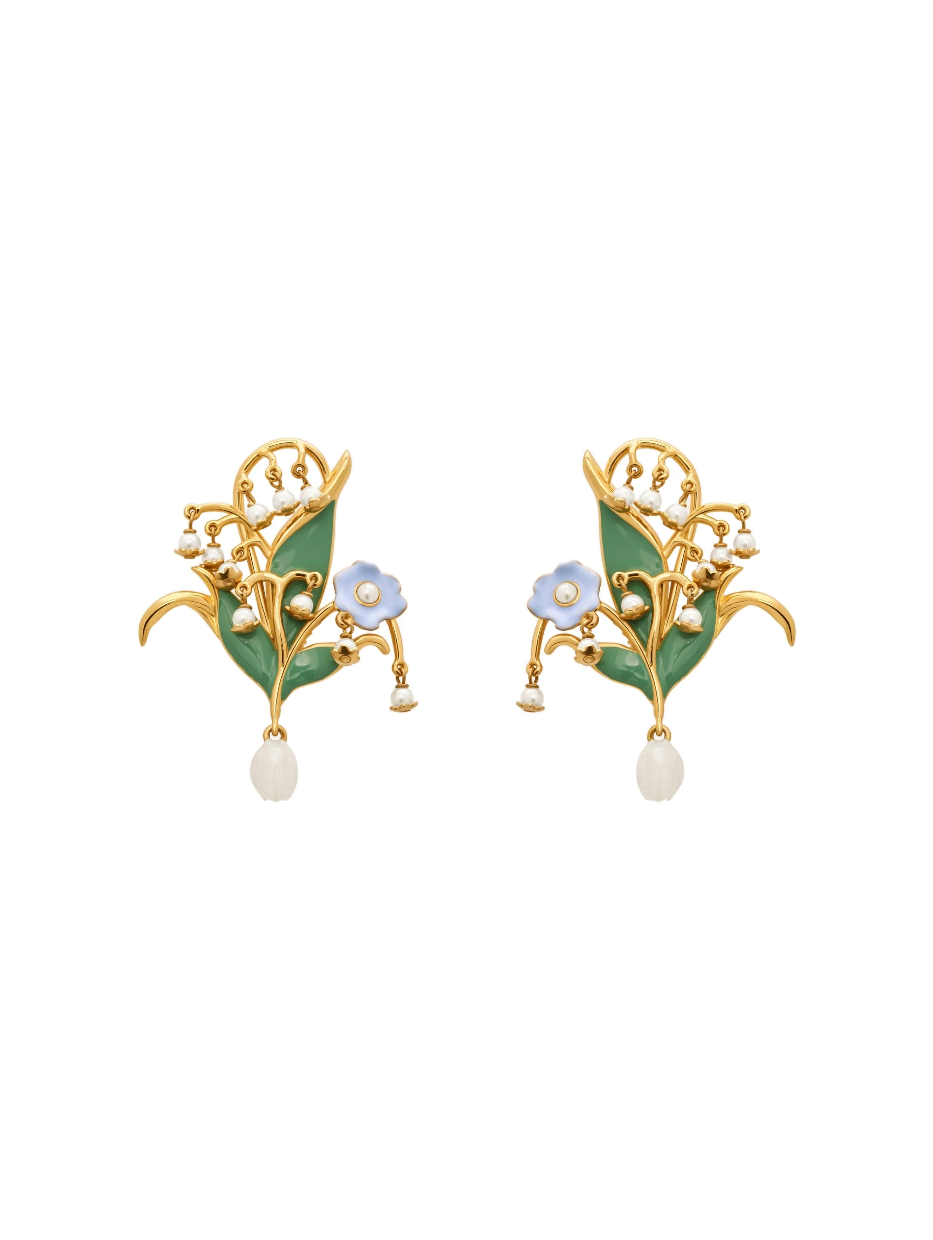 Oscar de la Renta Lily of the Valley Clip-On Earrings | Jewelry | Luxury Shoes Oscar de la Renta Lily of the Valley Clip-On Earrings