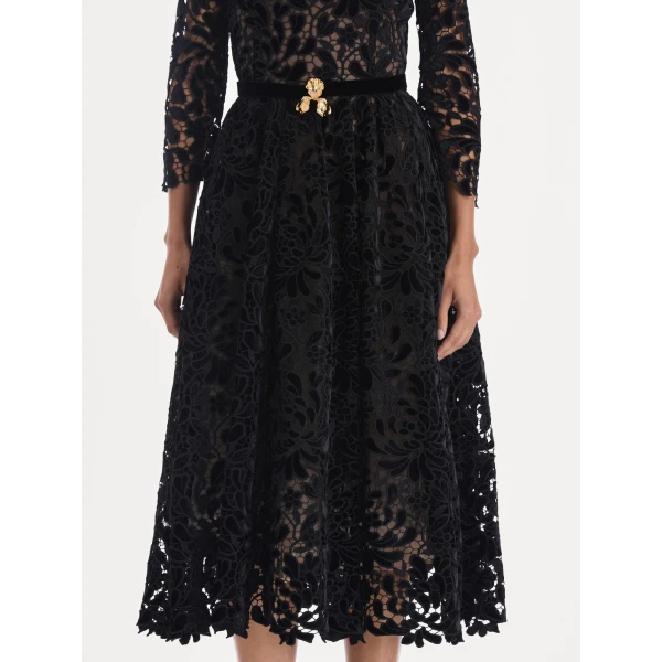 Oscar de la Renta Long Sleeve Chrysanthemum Guipure Cocktail Dress, view 5