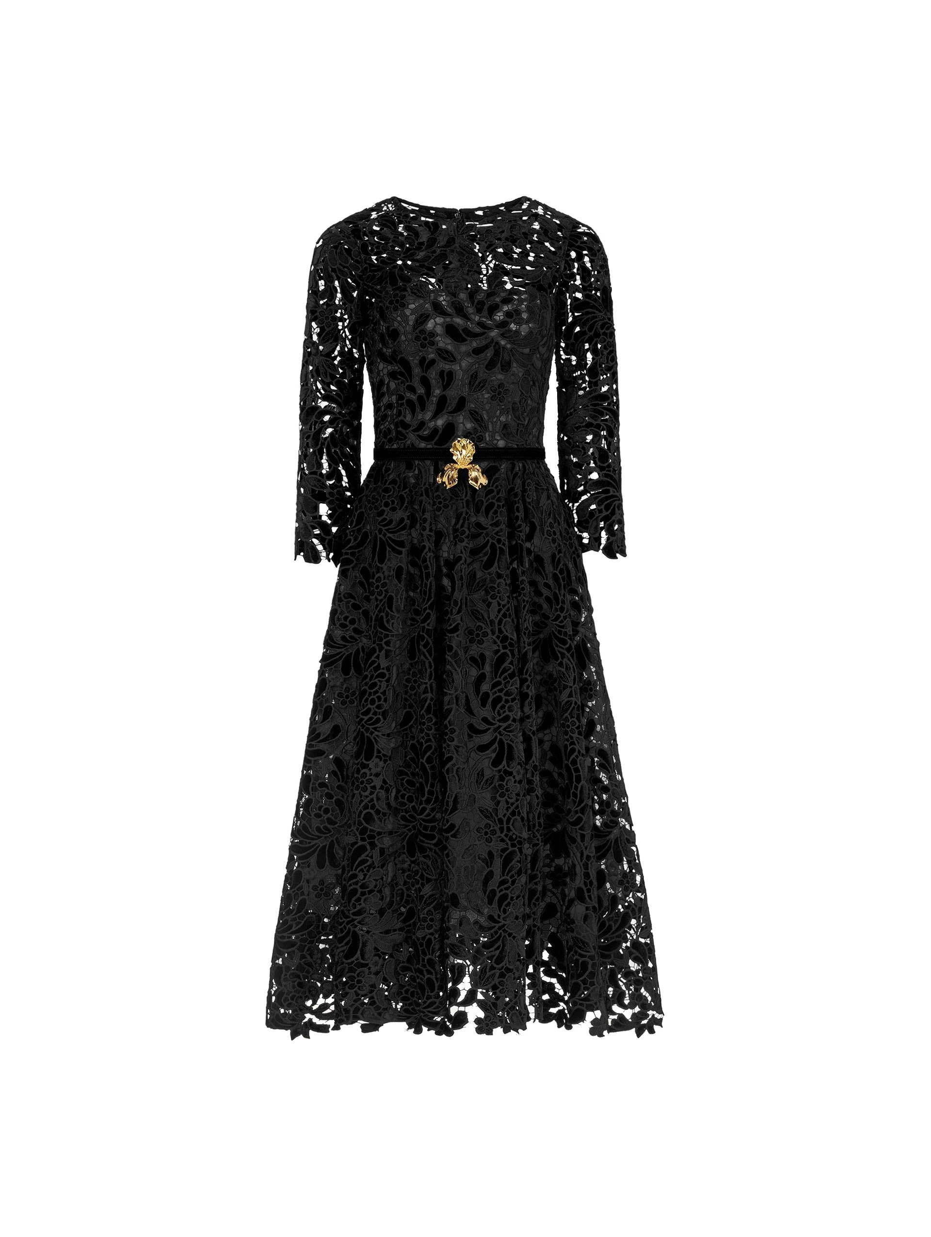 Oscar de la Renta Long Sleeve Chrysanthemum Guipure Cocktail Dress | Dresses | Luxury Shoes Oscar de la Renta Long Sleeve Chrysanthemum Guipure Cocktail Dress