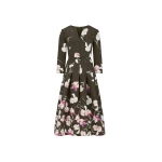 Oscar de la Renta Long Sleeve Painted Iris Degrade Faille Cocktail Dress