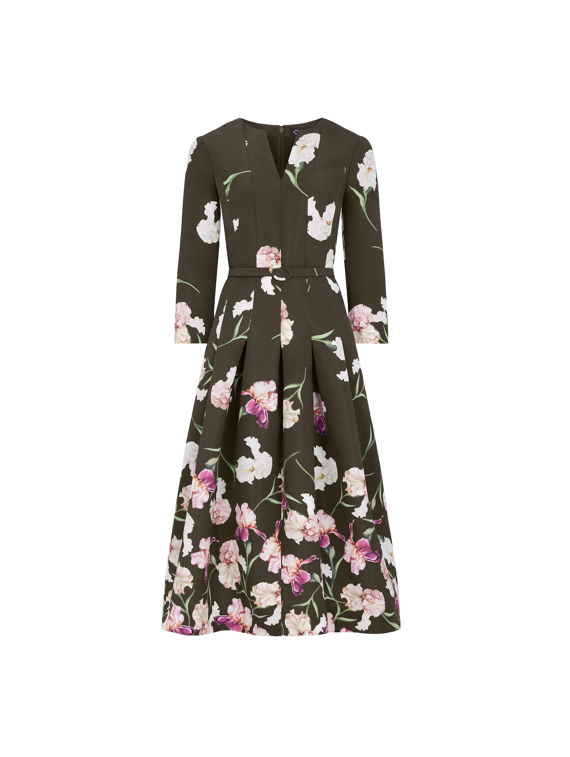 Oscar de la Renta Long Sleeve Painted Iris Degrade Faille Cocktail Dress | Dresses | Luxury Shoes Oscar de la Renta Long Sleeve Painted Iris Degrade Faille Cocktail Dress