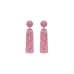 Oscar de la Renta Metallic Beaded Tassel Clip-On Earrings
