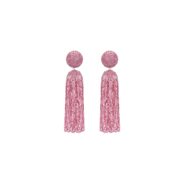 Oscar de la Renta Metallic Beaded Tassel Clip-On Earrings