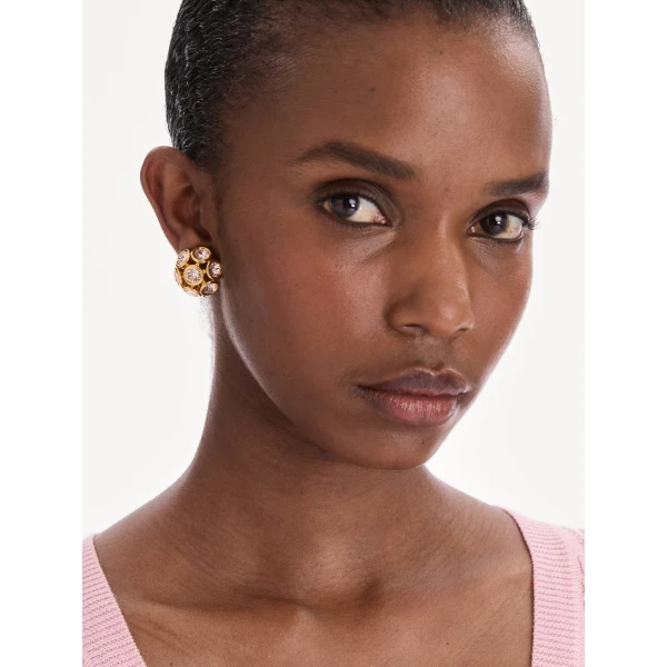 Oscar de la Renta Mini Crystal Cluster Earrings, view 2