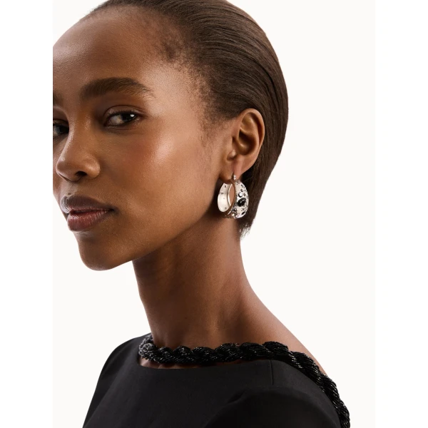 Oscar de la Renta Mixed Crystal Hoop Earrings, view 2