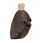 Oscar de la Renta Mother of Pearl Embroidered High-Low Gown
