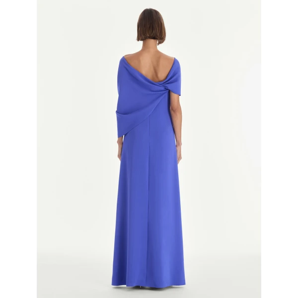 Oscar de la Renta Off Shoulder Draped Detail Georgette Caftan