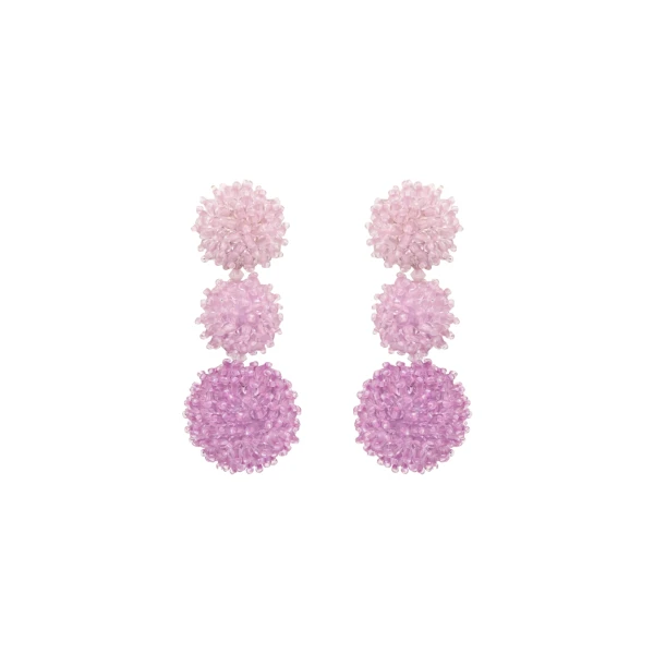 Oscar de la Renta Ombré Pompom Drop Clip-On Earrings in Pink