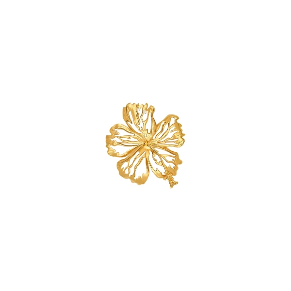 Oscar de la Renta Openwork Hibiscus Brooch