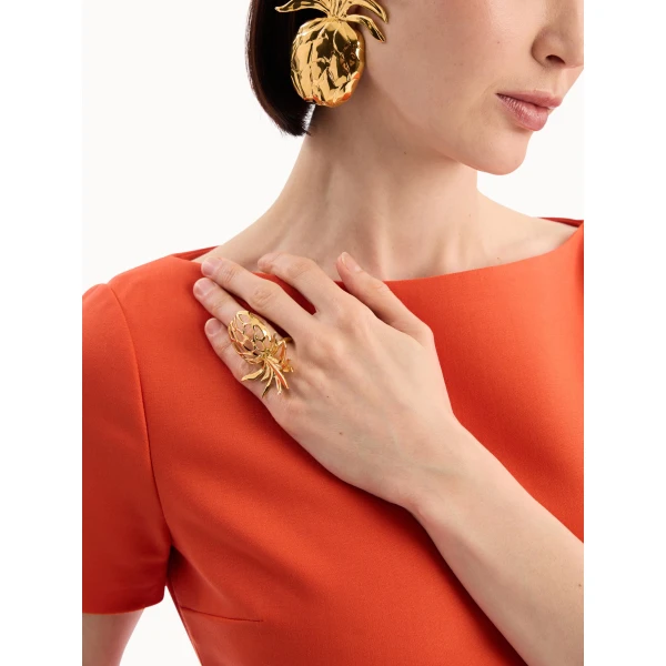Oscar de la Renta Openwork Pineapple Ring, view 2