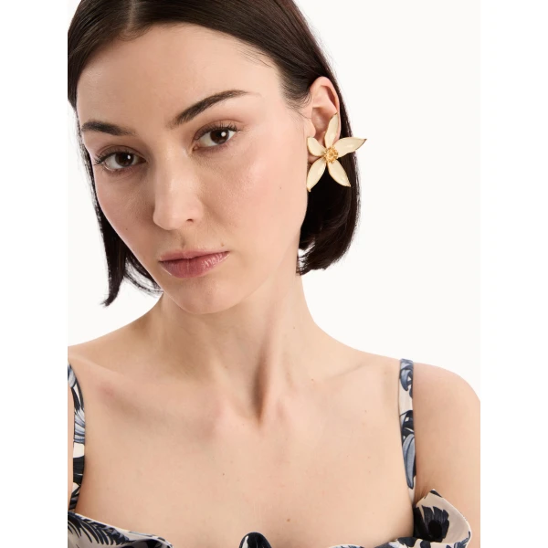 Oscar de la Renta Orange Blossom Clip-On Earrings, view 2