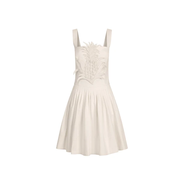 Oscar de la Renta Pineapple Appliqué Denim Dress