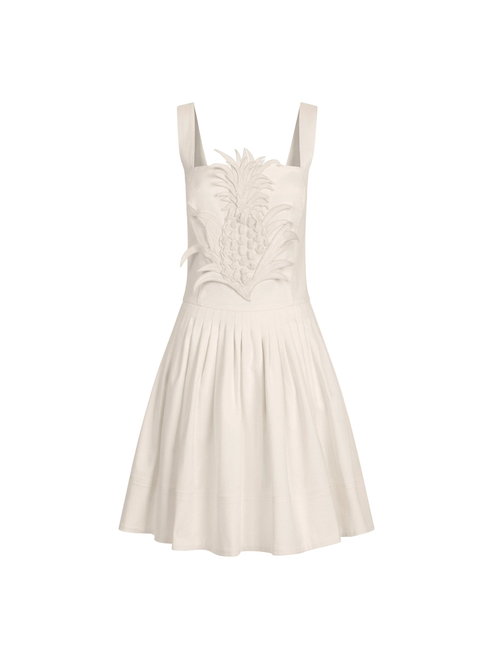 Oscar de la Renta Pineapple Appliqué Denim Dress | Dresses | Luxury Shoes Oscar de la Renta Pineapple Appliqué Denim Dress