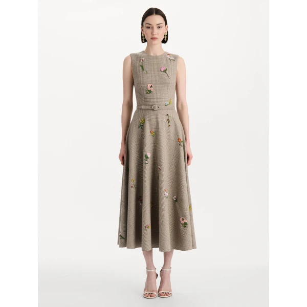 Oscar de la Renta Plaid Cashmere-Blend Dress