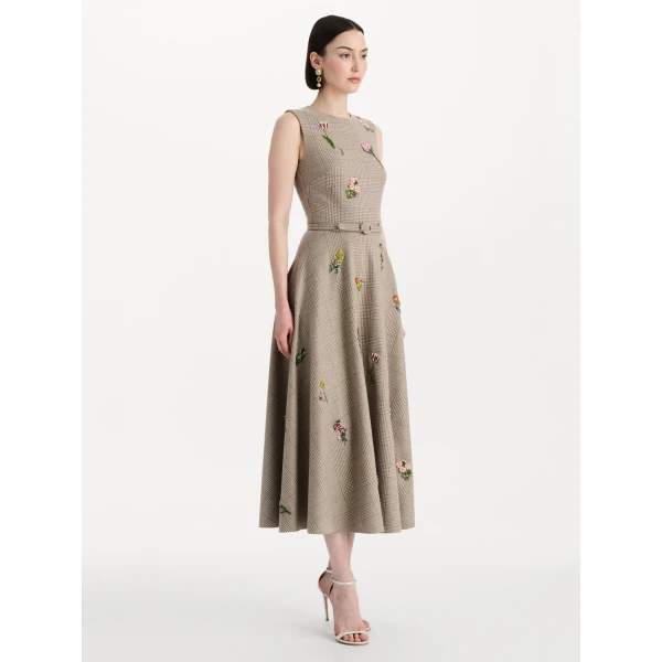 Oscar de la Renta Plaid Cashmere-Blend Dress