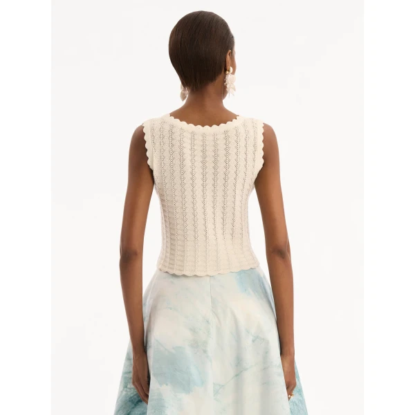 Oscar de la Renta Pointelle Weave Tank, view 3