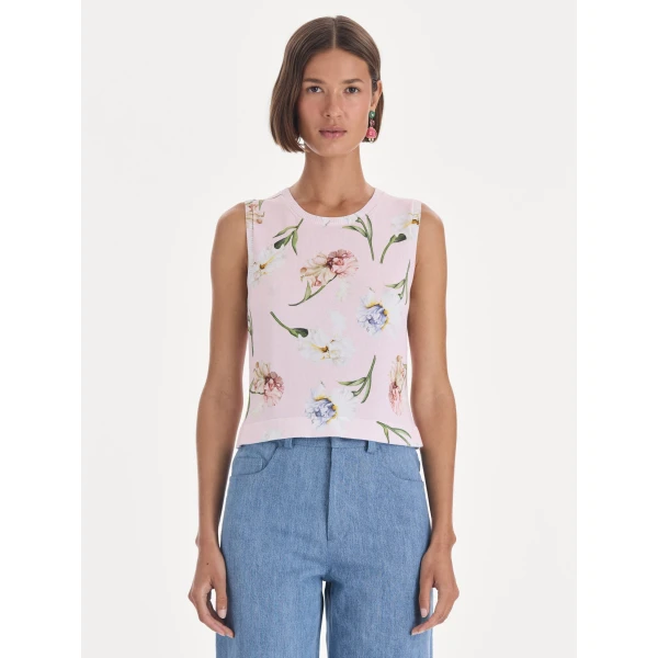 Oscar de la Renta Printed Twinset Tank