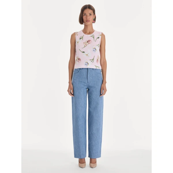 Oscar de la Renta Printed Twinset Tank