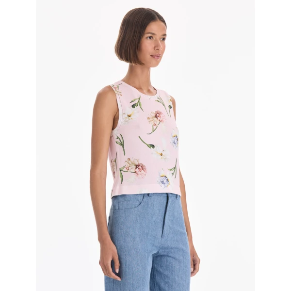 Oscar de la Renta Printed Twinset Tank