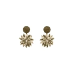 Oscar de la Renta Raffia & Beaded Flower Earrings