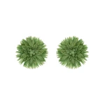 Oscar de la Renta Raffia Flower Clip-On Earrings in Green