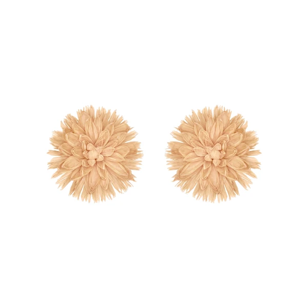 Oscar de la Renta Raffia Flower Clip-On Earrings