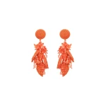 Oscar de la Renta Raffia Tassel Bouquet Clip-On Earrings in Orange
