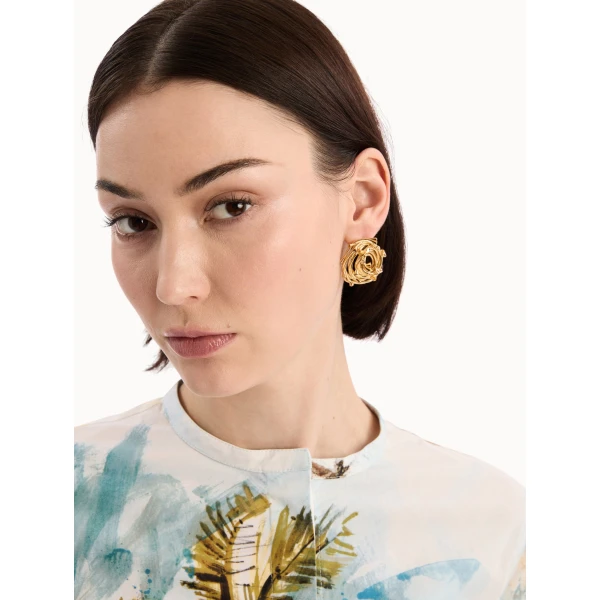 Oscar de la Renta Rhinestone Nest Earrings, view 2