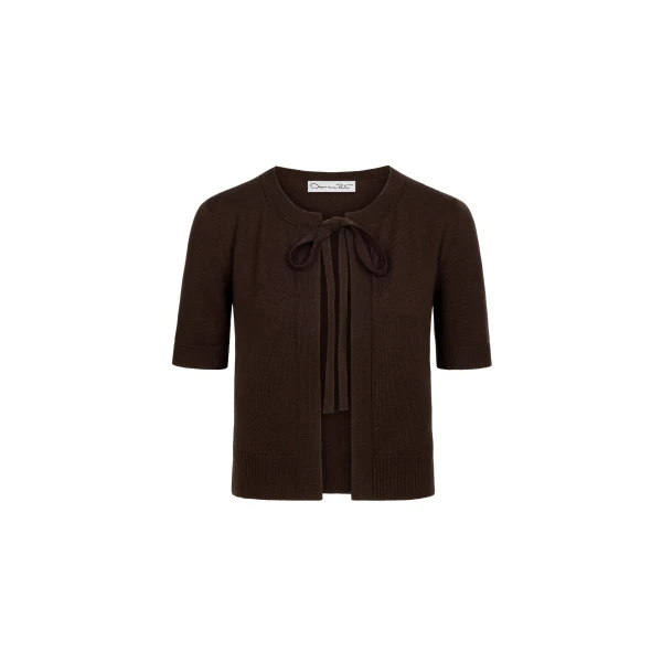 Self-Tie Wool Twin Set Cardigan