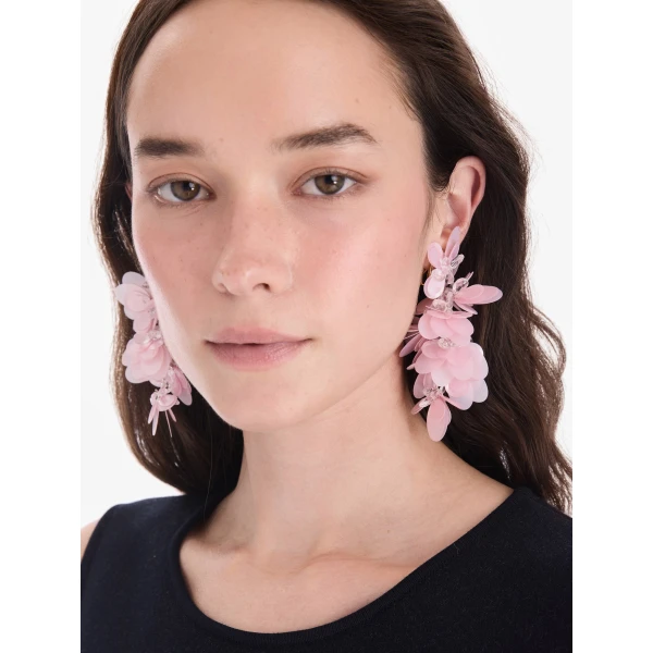 Oscar de la Renta Sequin Cascade Earrings in Pink, view 2