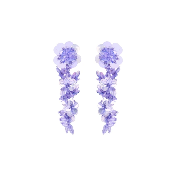 Oscar de la Renta Sequin Flower Clip-On Earrings