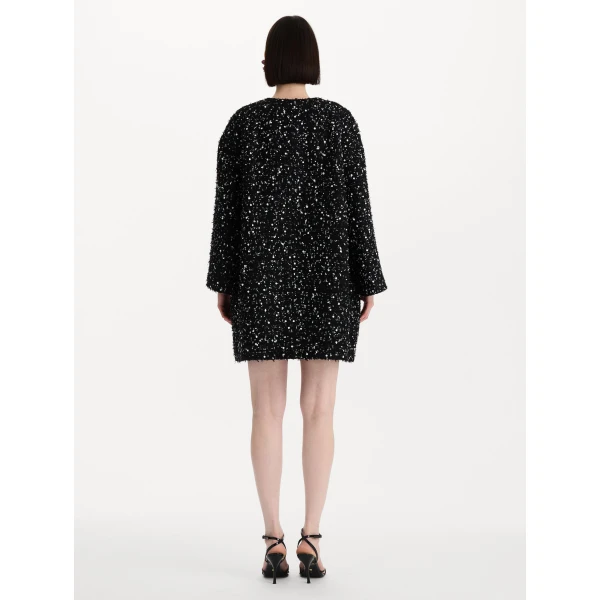 Oscar de la Renta Sequin Ribbon Tweed Coat