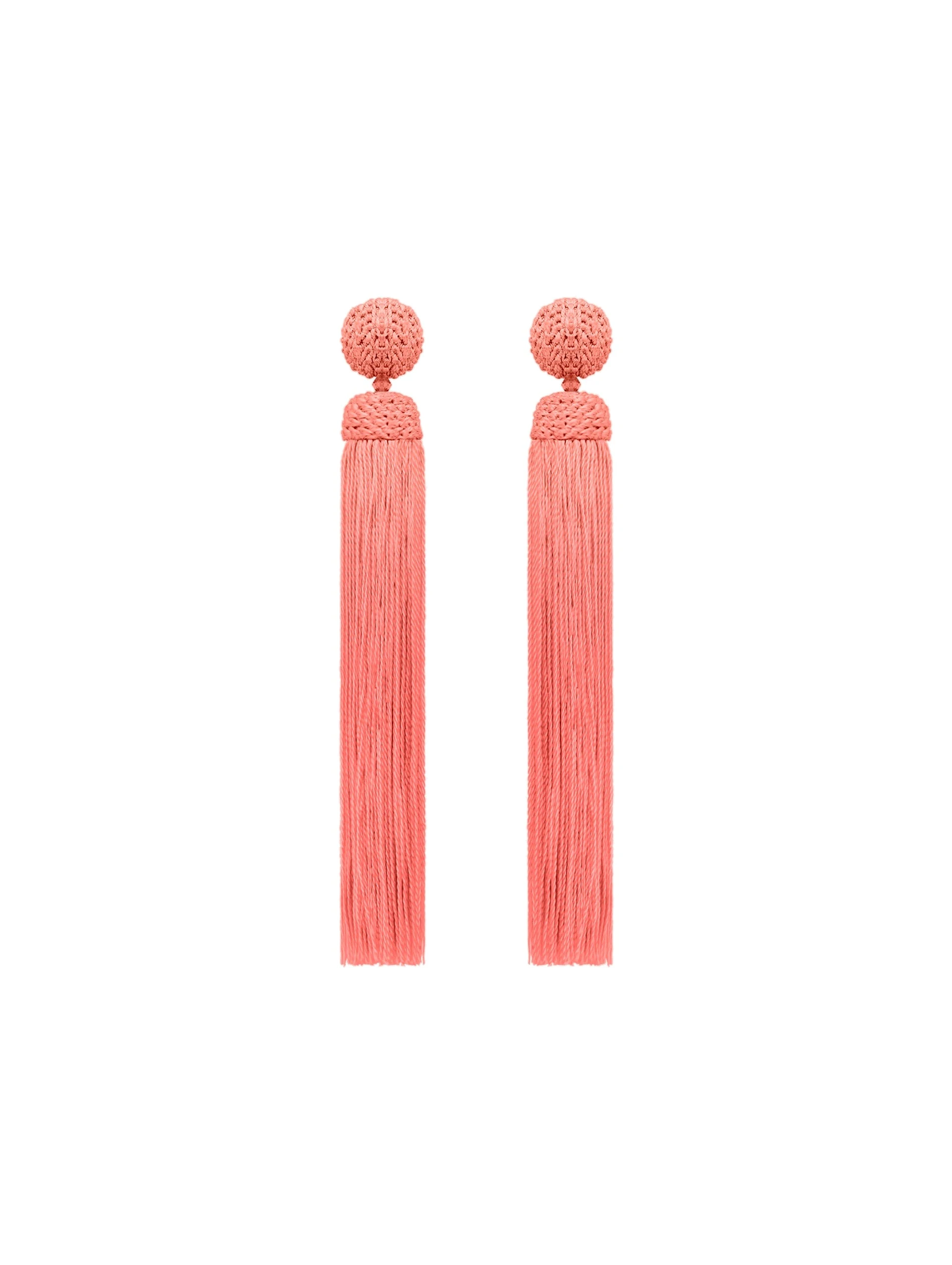Oscar de la Renta Silk Rope Tassel Clip-On Earrings in Guava | Jewelry | Luxury Shoes Oscar de la Renta Silk Rope Tassel Clip-On Earrings in Guava