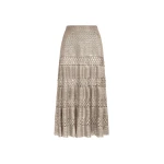 Oscar de la Renta Silver Foil Midi Skirt