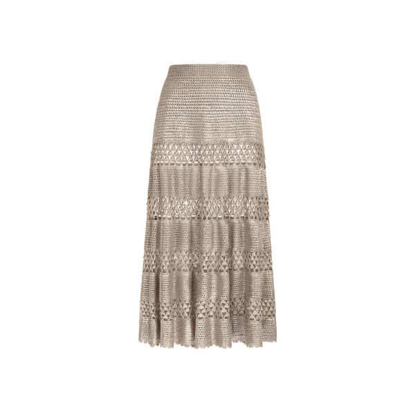 Silver Foil Midi Skirt