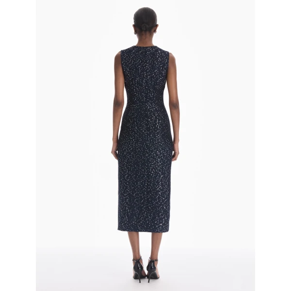Oscar de la Renta Sleeveless Sequin Tweed Cocktail Dress