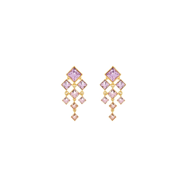 Oscar de la Renta Square-Cut Rhinestone Chandelier Clip-On Earrings