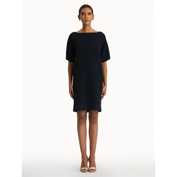 Oscar de la Renta Tie-Detailed Wool-Blend Shift Dress, view 2