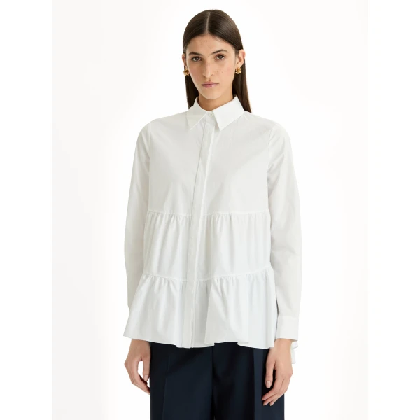 Oscar de la Renta Tiered Cotton Poplin Blouse, view 2