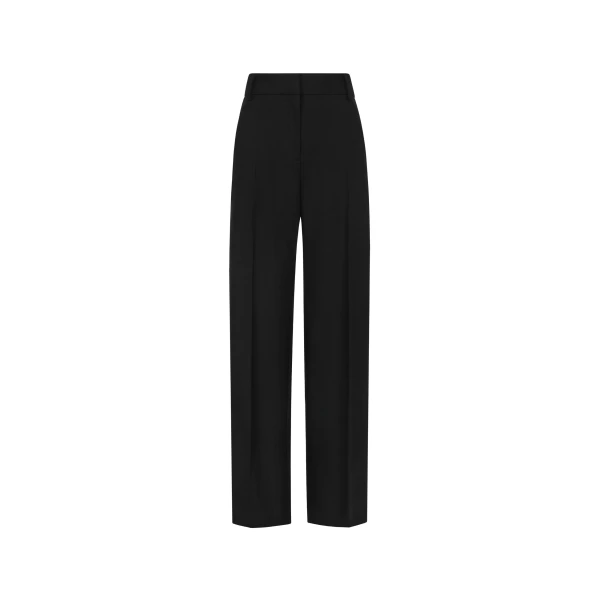 Wide-Leg Wool-Blend Pant in Black