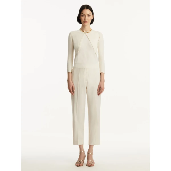 Oscar de la Renta Wool-Blend Bolero in Ivory, view 3