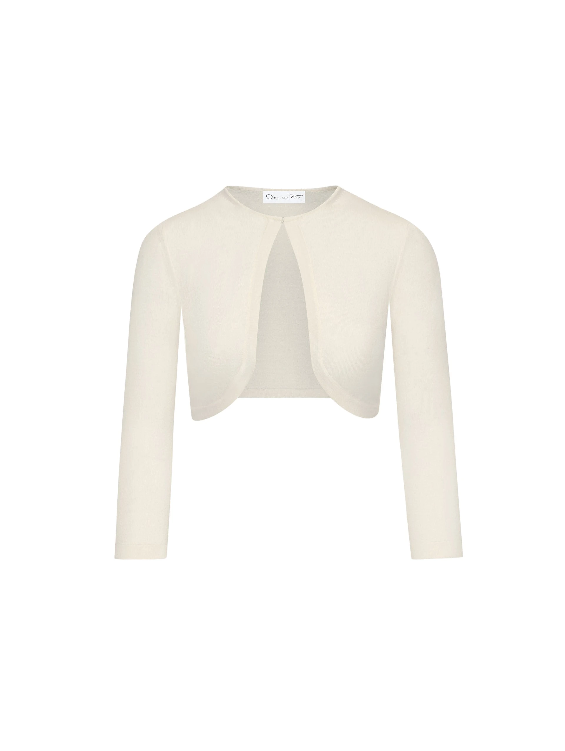 Oscar de la Renta Wool-Blend Bolero in Ivory | Jackets | Luxury Shoes Oscar de la Renta Wool-Blend Bolero in Ivory