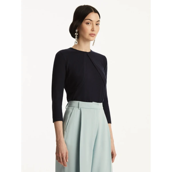 Oscar de la Renta Wool-Blend Bolero in Navy, view 5