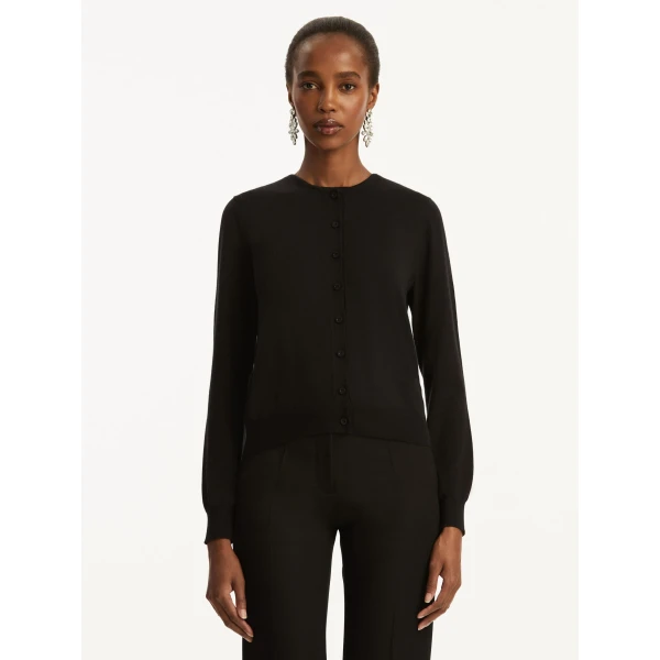 Oscar de la Renta Wool-Blend Cardigan in Black, view 2