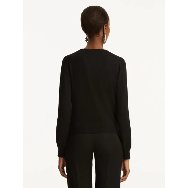 Oscar de la Renta Wool-Blend Cardigan in Black, view 4