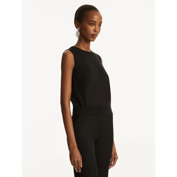 Oscar de la Renta Wool-Blend Tank in Black, view 5