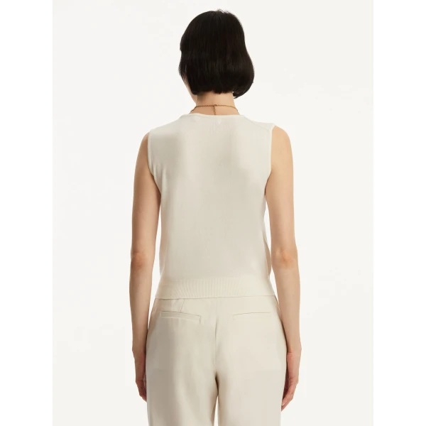 Oscar de la Renta Wool-Blend Tank in Ivory, view 4